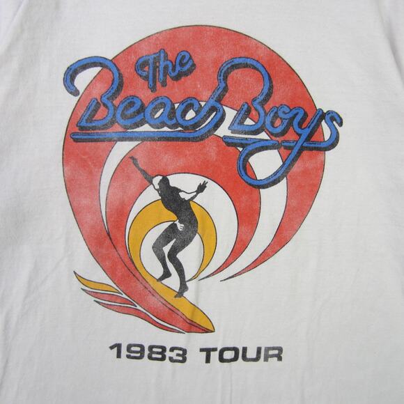The Beach Boys Shirt Mens XL White 1983 Tour Graphic Band Rock Tee Concert Surf - Picture 2 of 9
